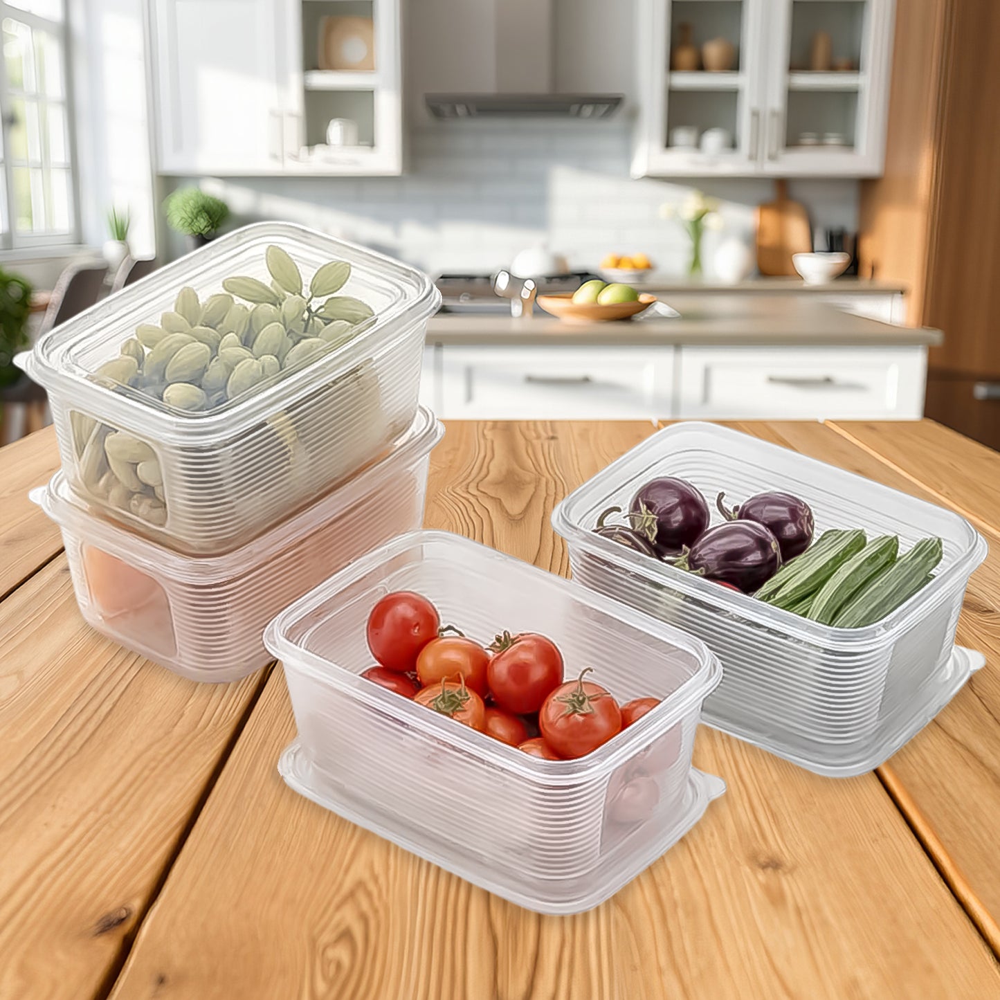 6 Pcs Multipurpose Plastic Food Storage Container Set Default Title - Anthro Bazaar