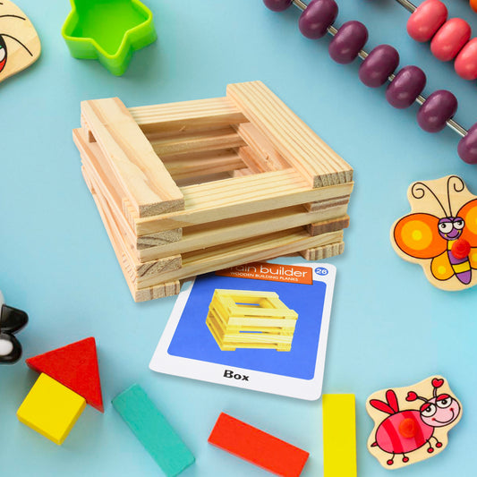 Wooden Pattern Brain Puzzles 20 Pcs Wooden Strips 40 Pattern Cards (1 Set) Default Title - Anthro Bazaar
