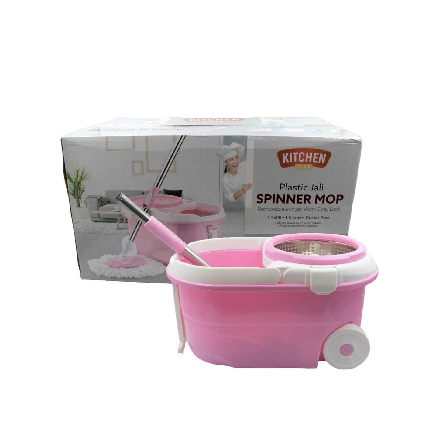 4105 Mop With Bucket For Floor Cleaning With Steel Spin Mop For Floor Cleaning Floor Cleaner Mop Spin Mop Magic Mop Mop Stick Spin Mop Set With Bucket Household Office Cleaning Tool Mop Default Title - Anthro Bazaar