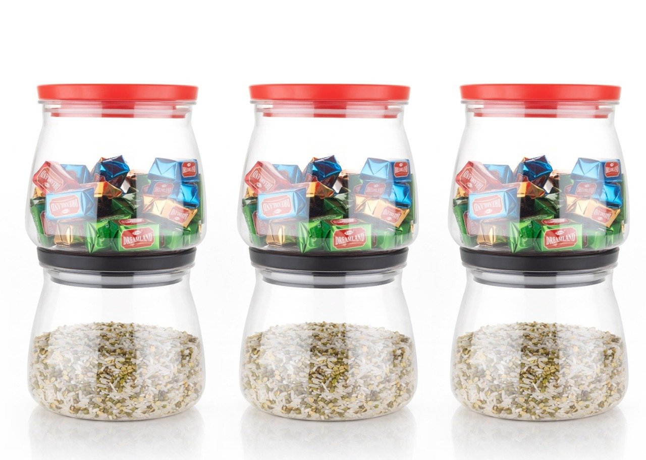 2286 Matka Shaped Jar With Air Tight Leak Proof Lid (Multicolour) (Set Of 6) (900ml) Default Title - Anthro Bazaar