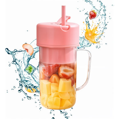 Portable Crusher Juicer With Handle Straw Usb Rechargeable 6 Blades (420 Ml) Default Title - Anthro Bazaar