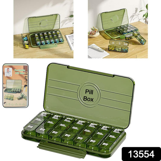 Portable Weekly Pill Box Organiser Daily Pill Keeper 21 Grid Container (1 Pc) Default Title - Anthro Bazaar