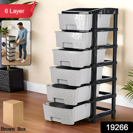 6-Layer Heavy-Duty Plastic Drawer Organizer Cabinet