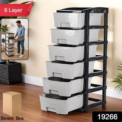 6-Layer Heavy-Duty Plastic Drawer Organizer Cabinet