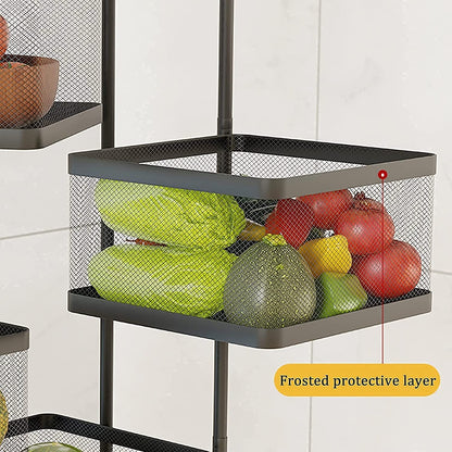 3-Layer Metal Kitchen Trolley with Wheels – Square Storage Rack