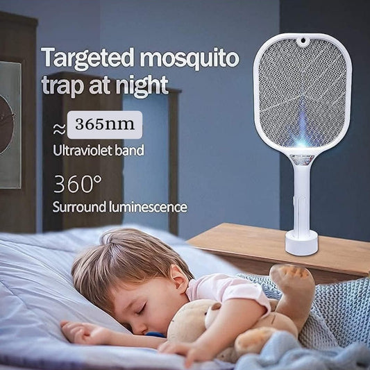 1747 Mosquito Killer Racket Rechargeable Automatic Electric Fly Swatter Mosquito Zapper Racket With Uv Light Lamp Mosquito Swatter With Usb Charging Base Electric Insect Killer Racket Machine Bat Default Title - Anthro Bazaar