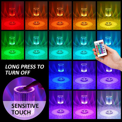 6605 Crystal Table Lamp Touch Control Atmosphere Nightstand Lamp With Usb Charging Line Default Title - Anthro Bazaar