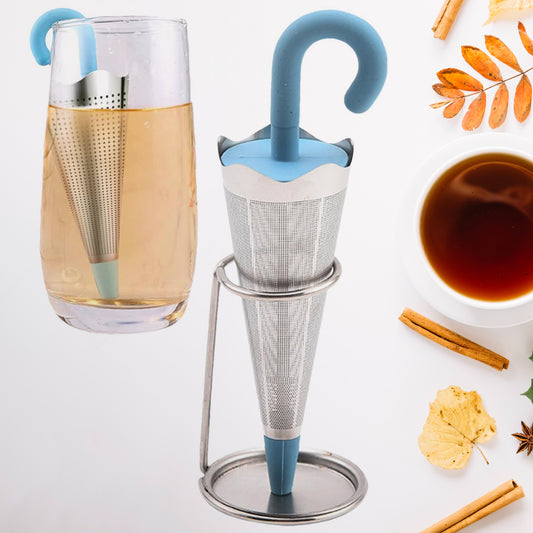 Reusable Cute Umbrella Tea Strainer With Tray Stand (1 Pc) Default Title - Anthro Bazaar