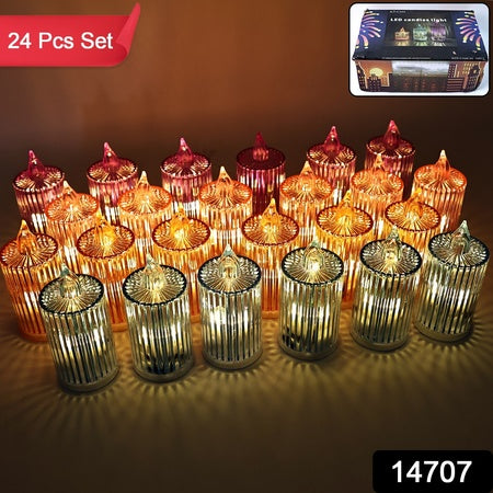 Decorative Flameless Electronic Led Candle Light Set (24 Pc) Default Title - Anthro Bazaar