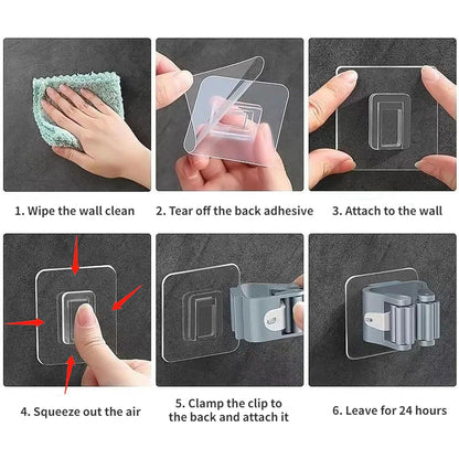 Self-adhesive Mop And Broom Holder Clips (6 Pc Set) Default Title - Anthro Bazaar