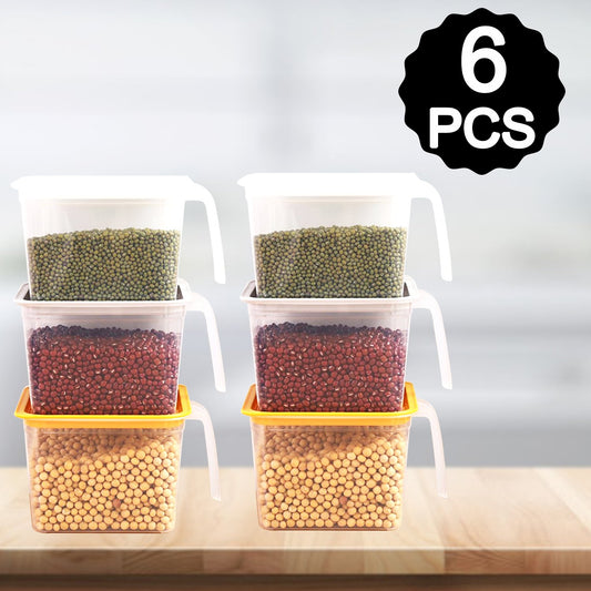 2454 Air Tight Unbreakable Big Size 1100 Ml Square Shape Kitchen Storage Container (Set Of 6) Default Title - Anthro Bazaar