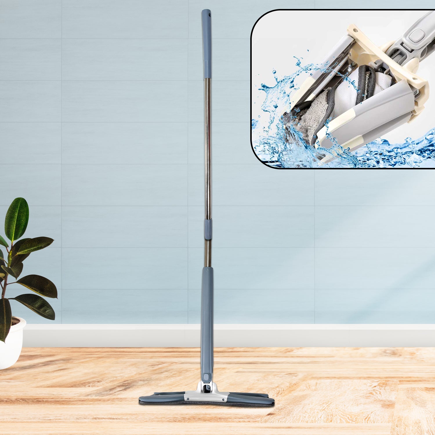 4874 X Shape Mop Or Floor Cleaning Hands-free Squeeze Microfiber Flat Mop System 360 Flexible Head Wet And Dry Mop For Home Kitchen With 1 Super-absorbent Microfiber Pads. Default Title - Anthro Bazaar