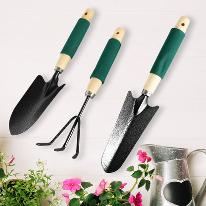 Heavy Duty Gardening Tools - Wooden Handles [3 Pcs Set]