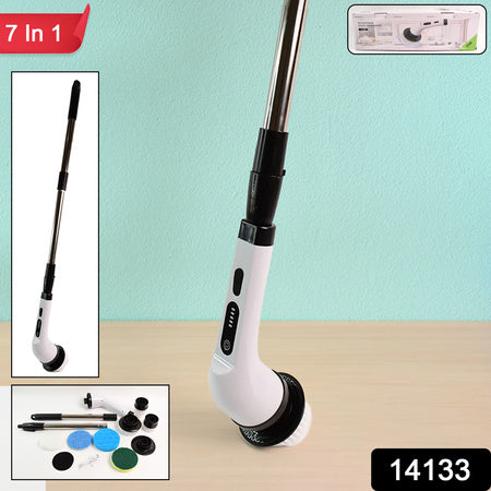7-in-1 Electric Spin Scrubber Cleaning Brush With Extension Handle (1 Set | 25W)