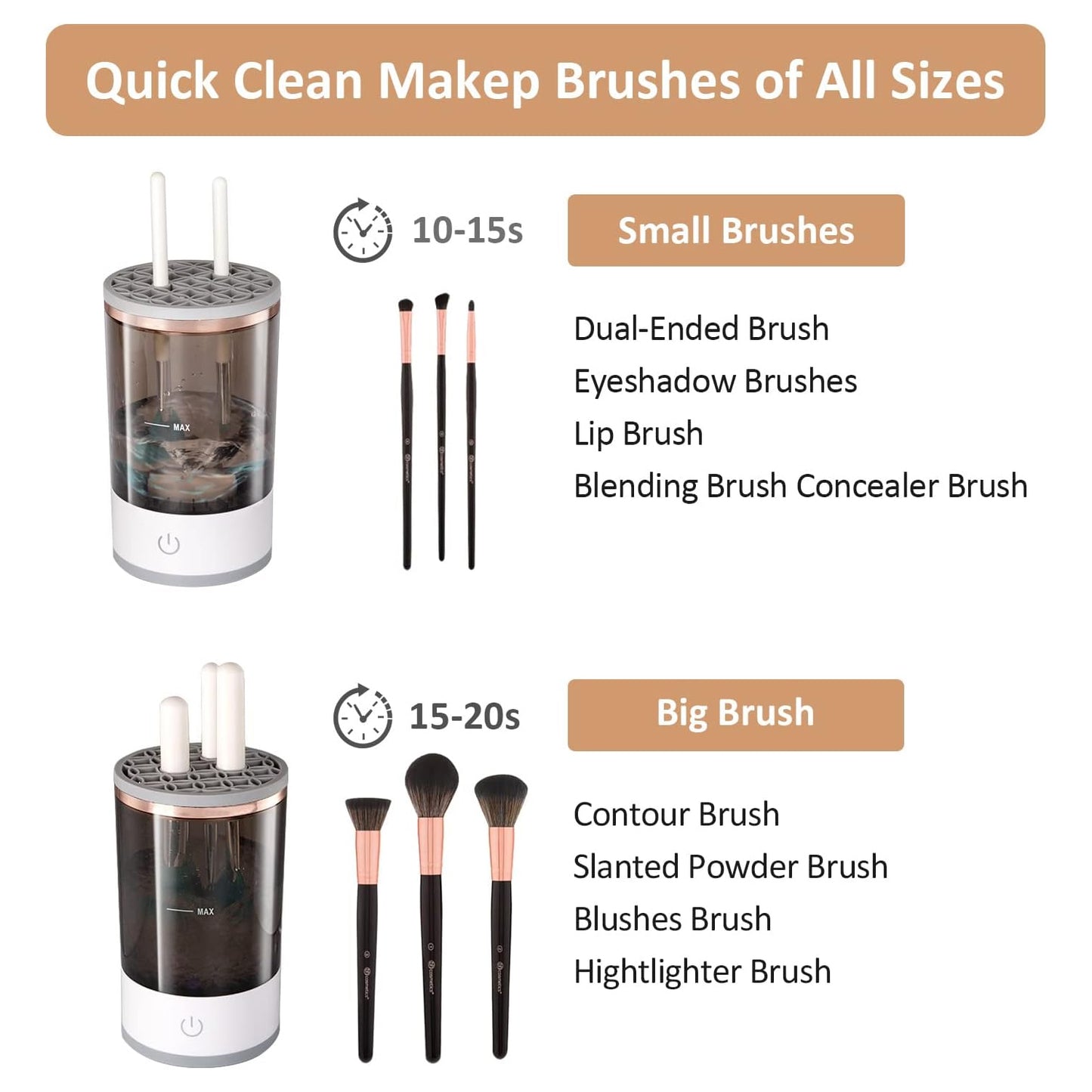 12987 Automatic Makeup Brush Cleaner Fast Electric Brush Cleaner Hand Free Machine Super Clean Brush Washer Brushes Organizer Tool (1 Pc) Default Title - Anthro Bazaar