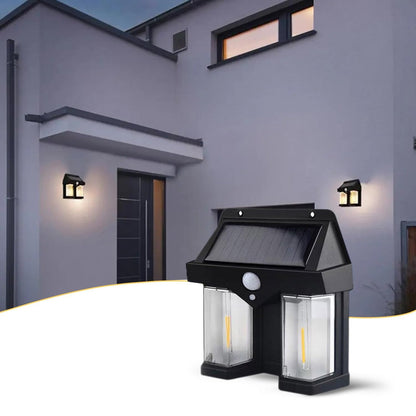 Outdoor Solar Wall Lamp – Waterproof Double Light with Dusk-to-Dawn Sensor