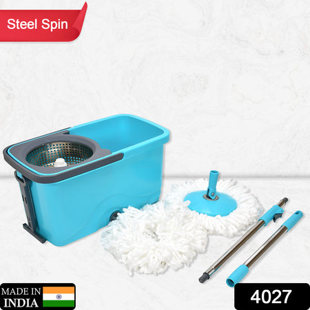 4027 Quick Spin Mop Plastic Spin Bucket Floor Cleaning Easy Wheels Big Bucket Floor Cleaning Mop With Bucket Default Title - Anthro Bazaar