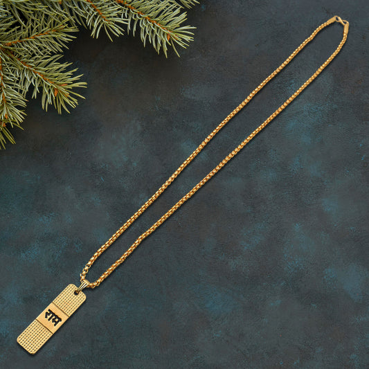 Golden Ram Naam Locket With Chain (1 Pc) Default Title - Anthro Bazaar