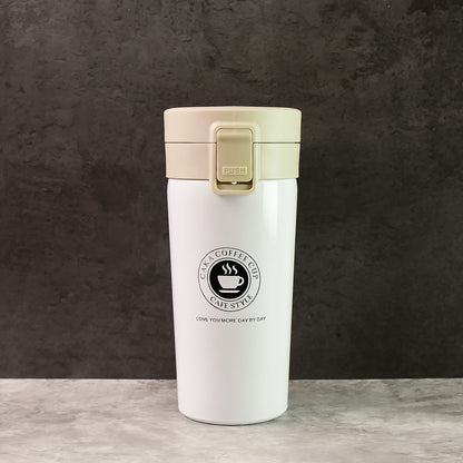 400ML Stainless Steel Coffee Flask | Vacuum Insulated Travel Mug with Flip-Lock Lid