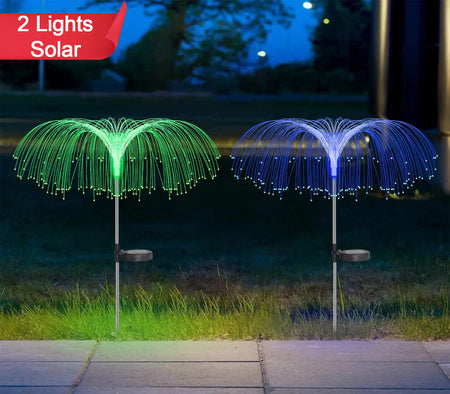 6616 2pcs Garden Solar Outdoor Lights Decorative 7 Colors Changing Rgb Light Waterproof Flower Jellyfish Firework Decor For Garden Patio Landscape Pathway Yard Holiday Decor Default Title - Anthro Bazaar