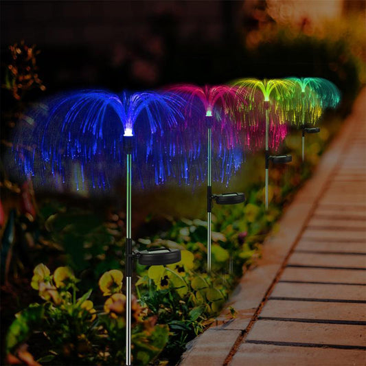 6616 2pcs Garden Solar Outdoor Lights Decorative 7 Colors Changing Rgb Light Waterproof Flower Jellyfish Firework Decor For Garden Patio Landscape Pathway Yard Holiday Decor Default Title - Anthro Bazaar