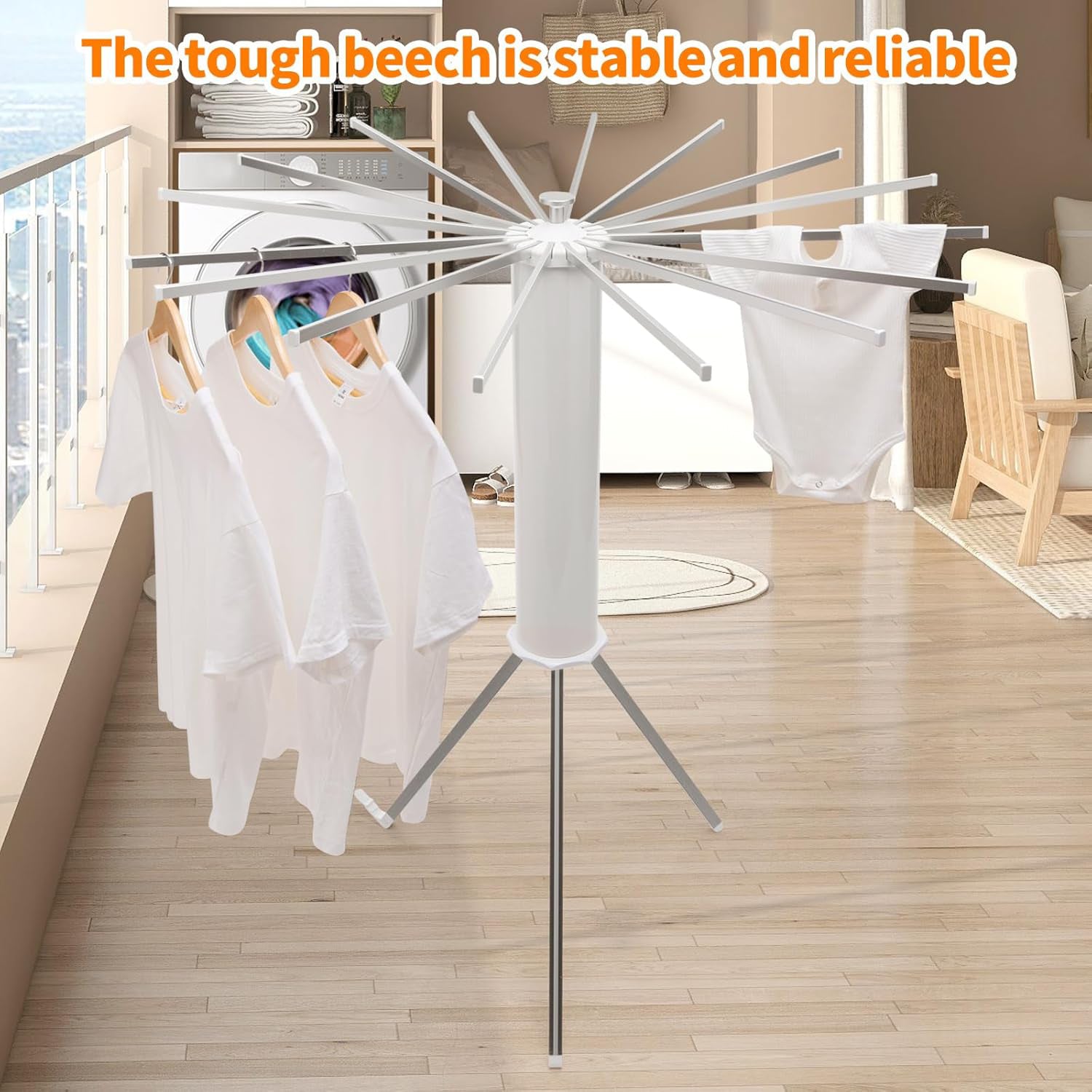 Foldable Rotary Clothes Drying Rack Stand (1 Pc) Default Title - Anthro Bazaar