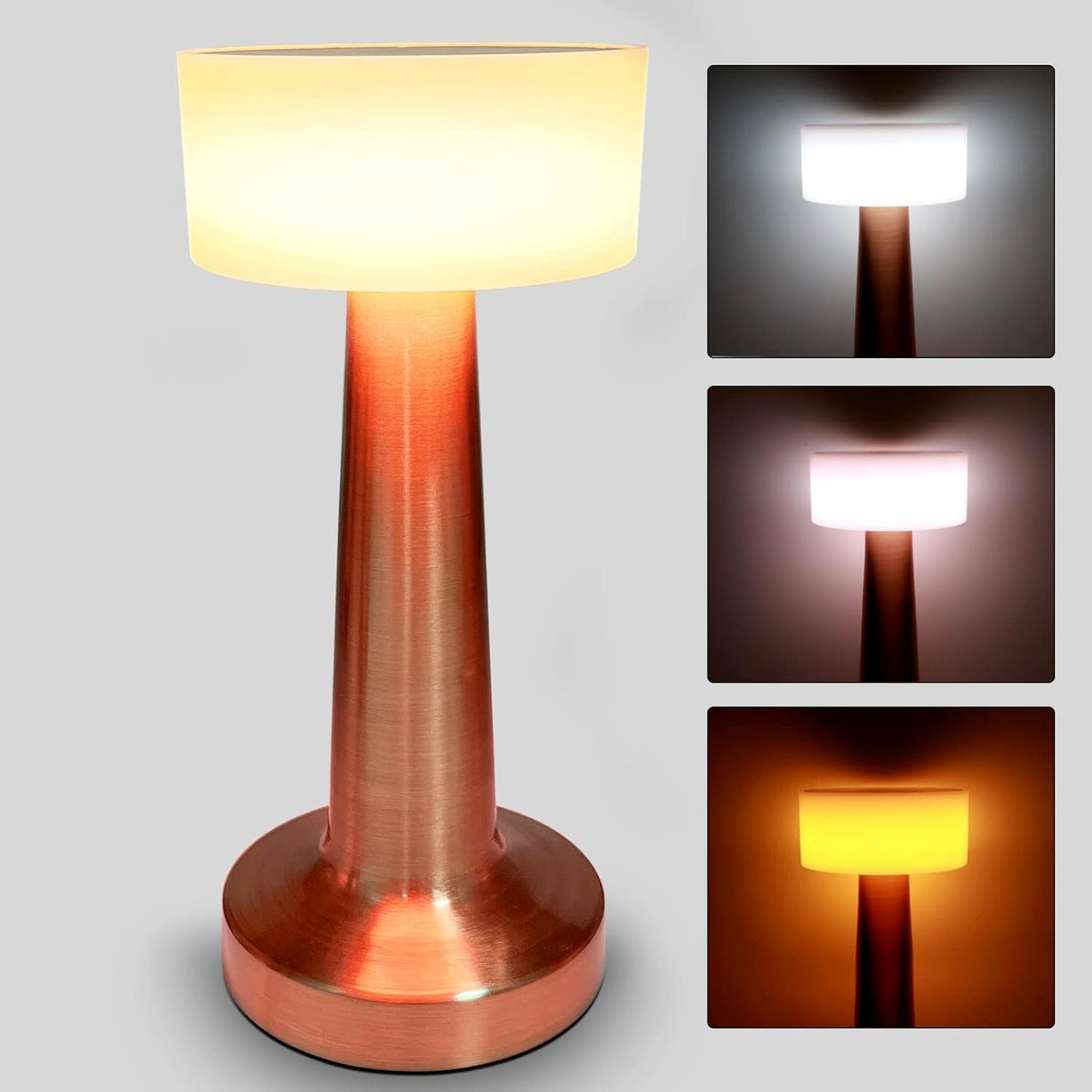 LED Touch Control Lamp – Portable Rechargeable [Brass Metal texture]