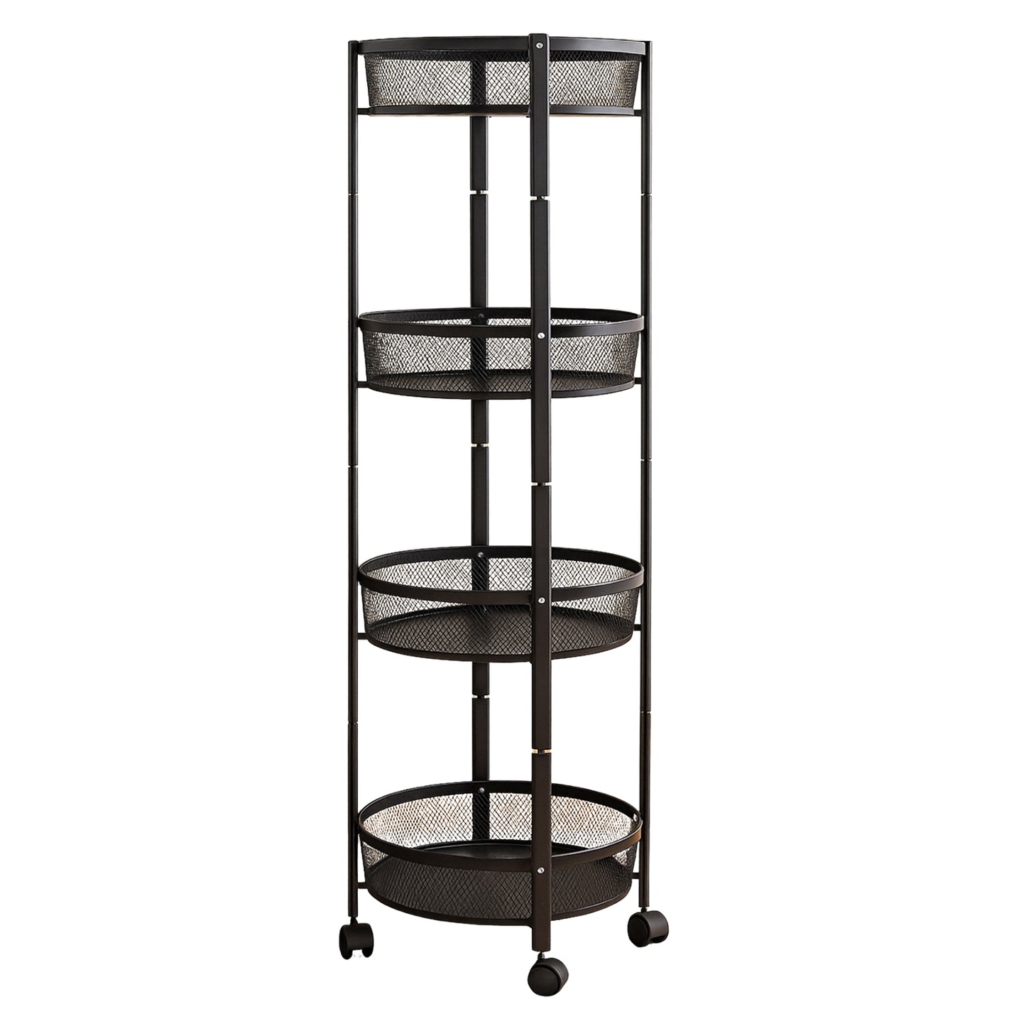 4-layer Round Metal Mesh Storage Organizer Rack With Wheels (1 Pc) Default Title - Anthro Bazaar