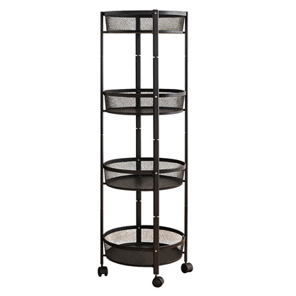 4-layer Round Metal Mesh Storage Organizer Rack With Wheels (1 Pc) Default Title - Anthro Bazaar