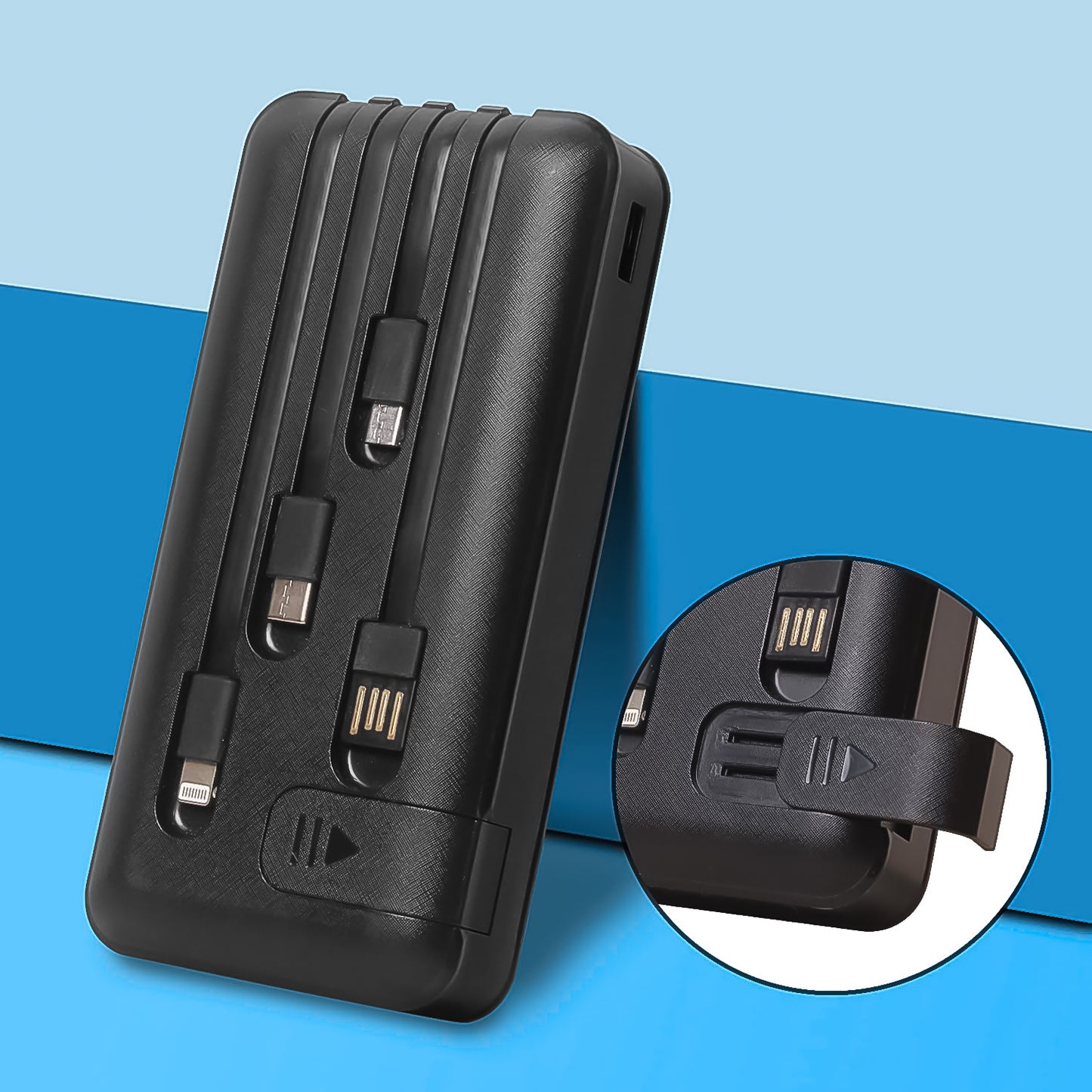 Fast Charging Power Bank With Built 4 In 1 Usb With Mobile Holder