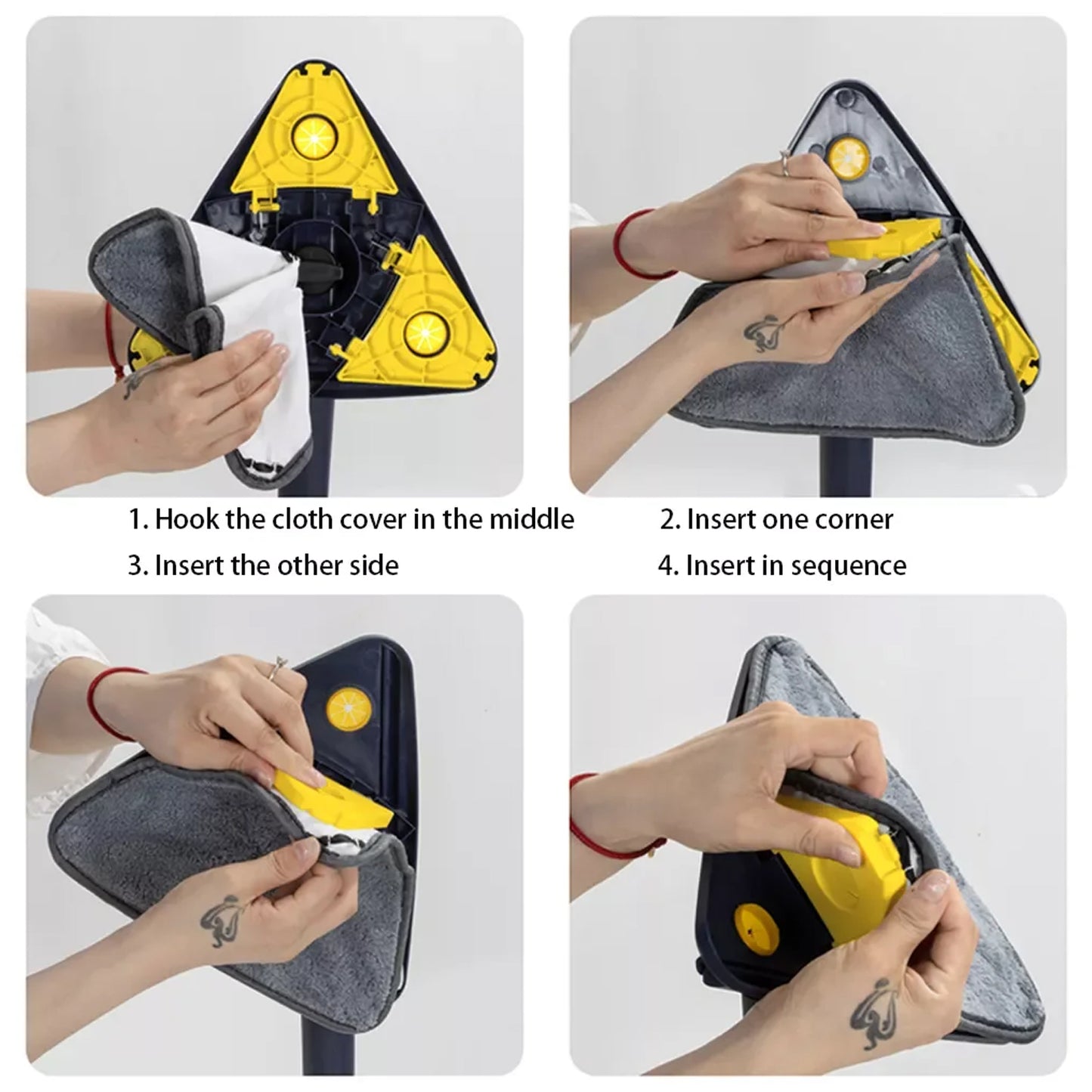 360° Rotatable Triangle Cleaning Mop | Adjustable Stainless Steel Handle