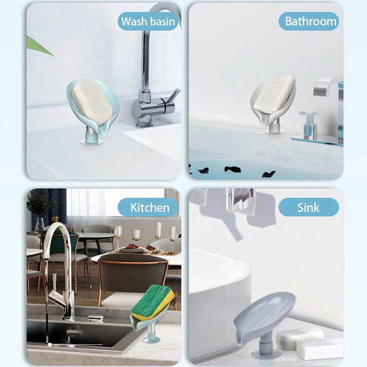 4831 Self Draining Soap Holder For Bathroom Leaf Shape Soap Dish Kitchen Soap Tray Default Title - Anthro Bazaar