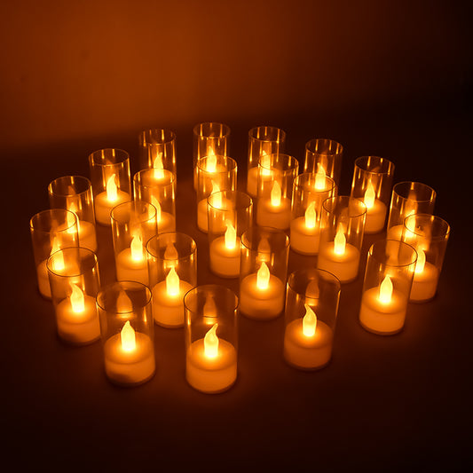 Flameless Candles With Transparent Plastic Covers Set Of 24 Pcs Led Default Title - Anthro Bazaar