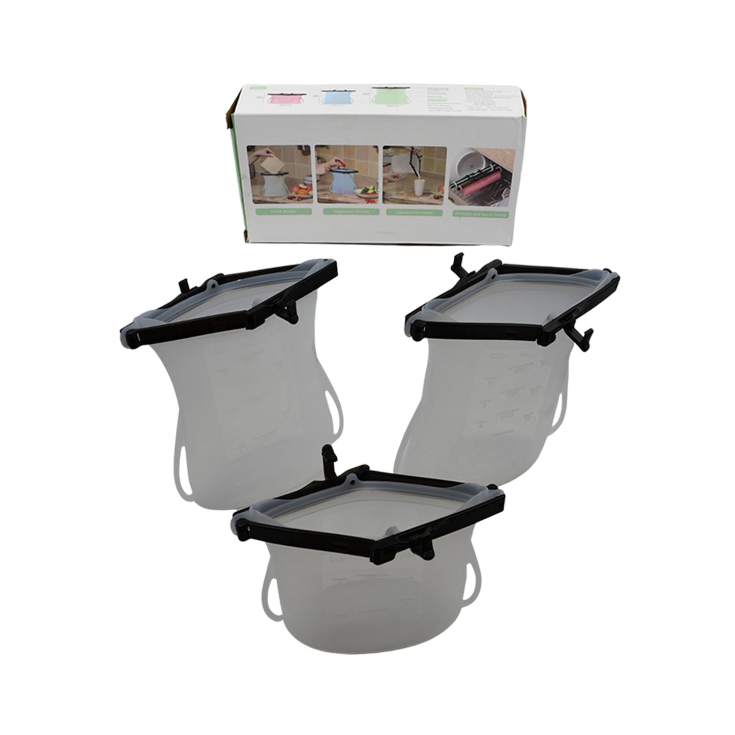 5985 Reusable Silicone Food Storage Bag 3 Bag Set Leakproof Lock Reusable Flat Bottom Freezer Bags Sandwich Bags Silicone Food Grade Kids Snack Bags Bpa Free Microwave Dishwasher Safe Default Title - Anthro Bazaar