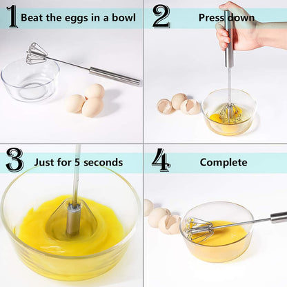 Hand Push Mixer Egg Whisk Stainless Steel Blender (1 Pc) Default Title - Anthro Bazaar