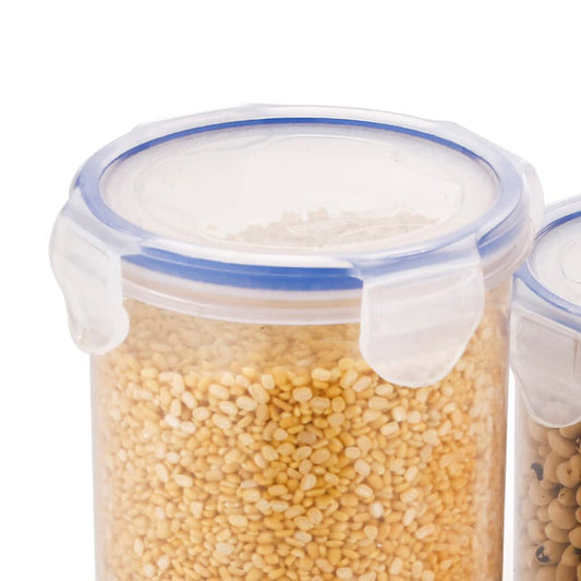 5828 Round Plastic Airtight Food Storage Containers With Leak Proof Locking Lid Storage Container Set Of 3( Approx Capacity 500ml1000ml1500ml Transparent) - 3 Pc Set Default Title - Anthro Bazaar