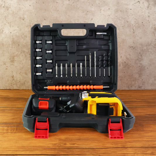 Cordless Drill Machine Tool Kit (23 attachments + 1 Piece - 21 V Lithium Battery)