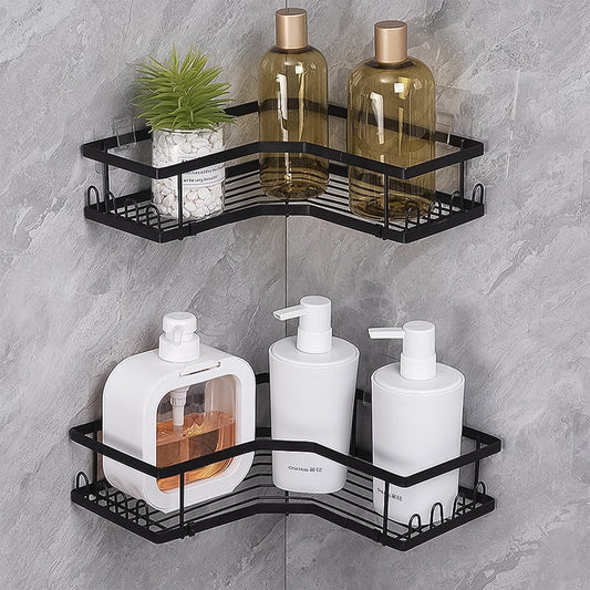 Iron Coating Self-adhesive Corner Shelf Organizer (2 Pc) Default Title - Anthro Bazaar