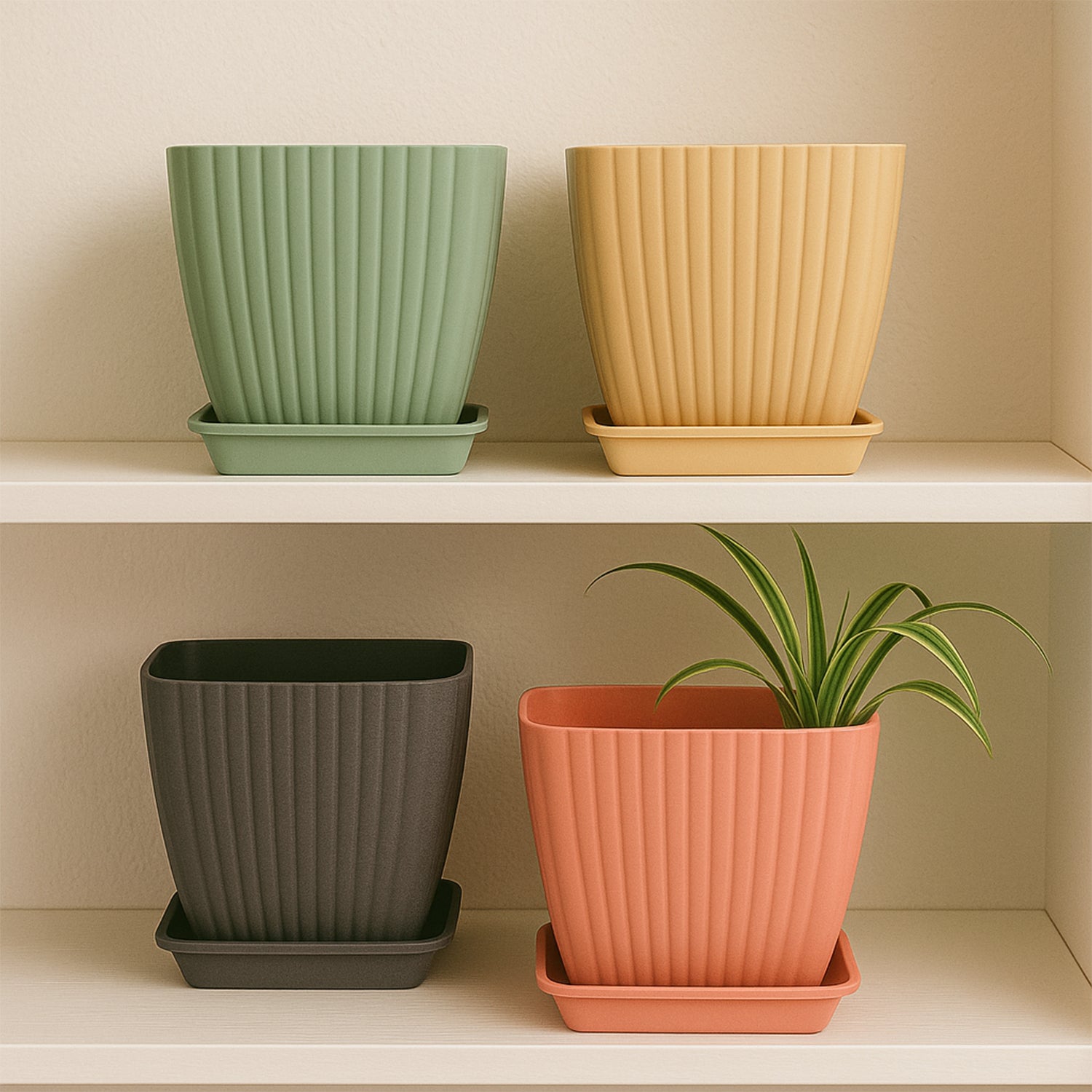 Trendy Square Plastic Flower Pots Set Of 5 Default Title - Anthro Bazaar