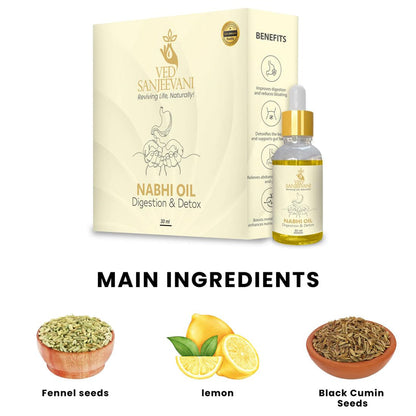 Ved Sanjeevani 30ml Ayurvedic Nabhi Oil For Digestion Detox (30ml 1 Pc) Default Title - Anthro Bazaar