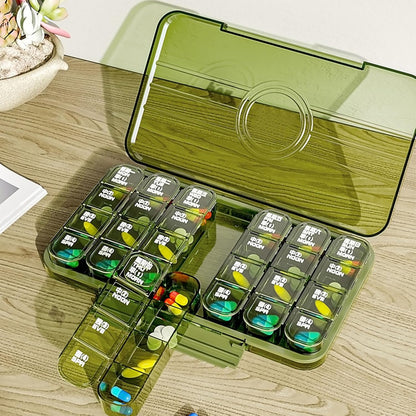 Portable Weekly Pill Box Organiser Daily Pill Keeper 21 Grid Container (1 Pc) Default Title - Anthro Bazaar