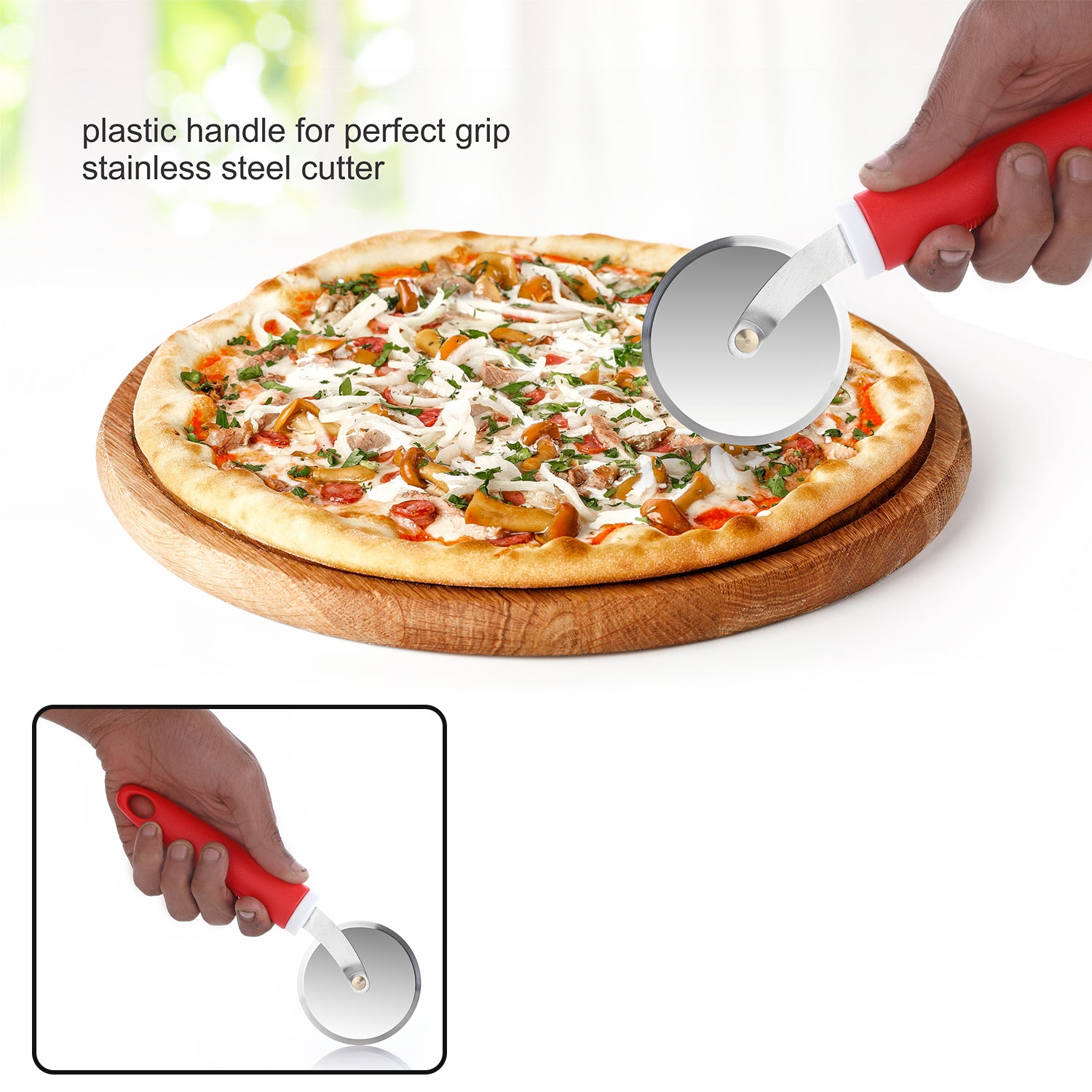 8707 Ganesh Ganesh Pizza Pastry Cutter Wheel Pizza Cutter (Stainless Steel) Default Title - Anthro Bazaar
