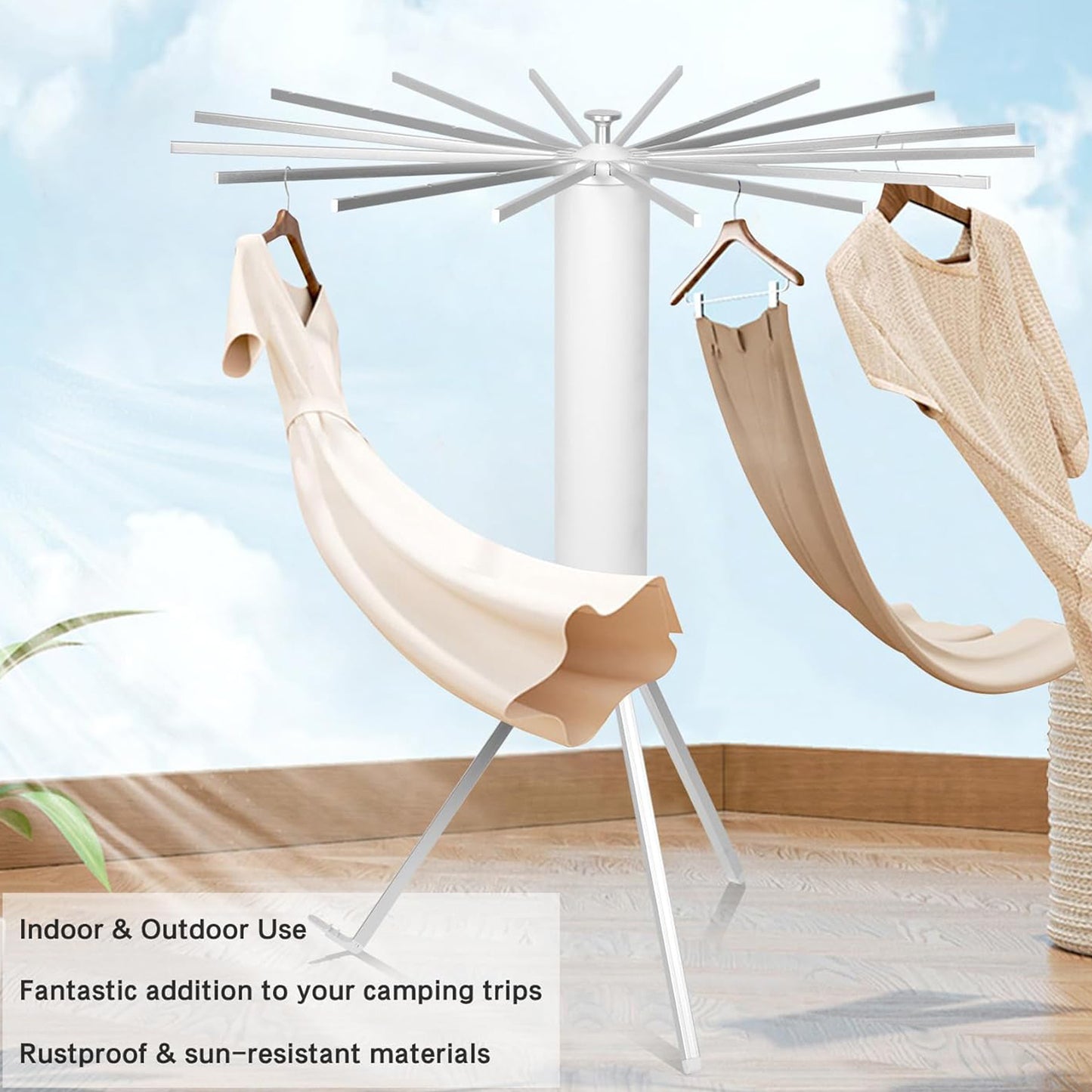 Foldable Rotary Clothes Drying Rack Stand (1 Pc) Default Title - Anthro Bazaar