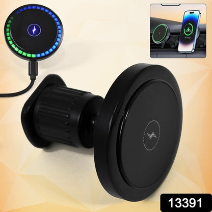 Magnetic Phone Mount Wireless Charger – Fast Charging with Music Reactive Lights
