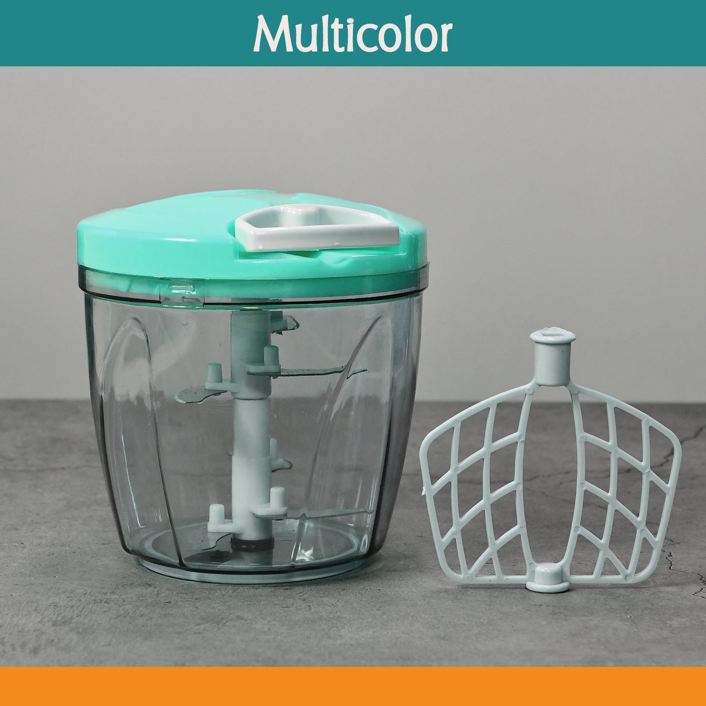 6-Blade 2-in-1 Manual Food Chopper (1000ML) – Compact Handheld Vegetable & Fruit Cutter, Mixer & Dicer