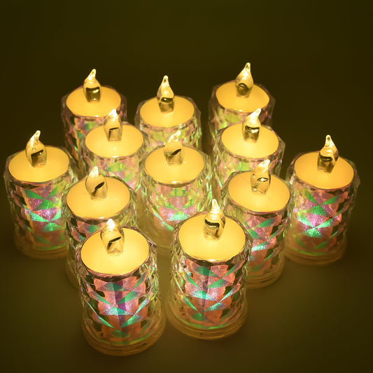 GlowLite™ 12 Pc LED Tealight Candles – Flickering Flameless Decorative Lights