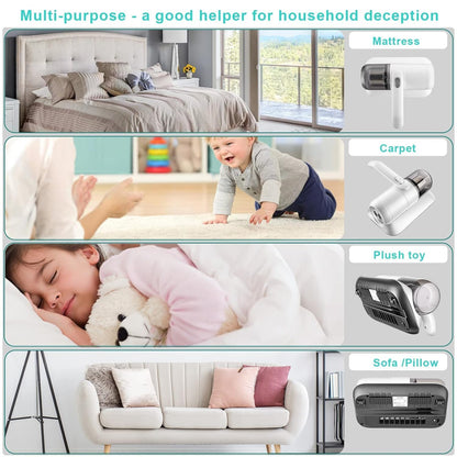 0227 Powerful Suction Portable Handheld Vacuum Cleaner - Low Noise Vacuum Cleaner For Bed - Cordless Vacuum Cleaner For Car Seat Crevices Pillows Mattresses Sofas Wireless Anti Dust And Mite Cleaner Default Title - Anthro Bazaar