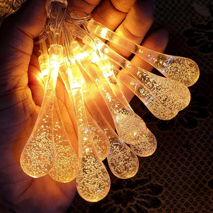 CrystalGlow™ LED Water Drop String Lights