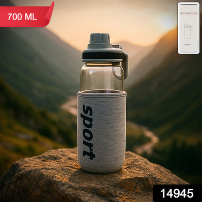 Sports Water Bottle With Protective Sleeve - (1 Pc | 700 Ml)