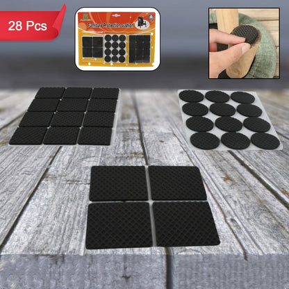 28 Pc Rubber Furniture Pads - Non Slip Furniture Noise Insulation Pads